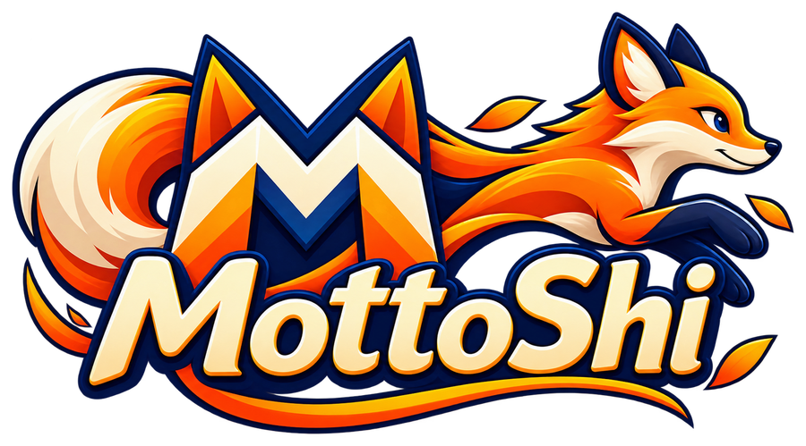 MottoShi GameDev — fox mascot logo